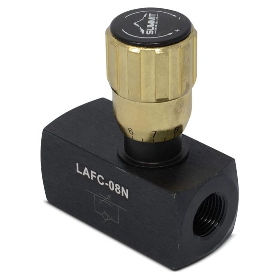 Hydraulic In-Line Adjustable Variable Flow Control w/Free Rev Flow, 1/2 NPT