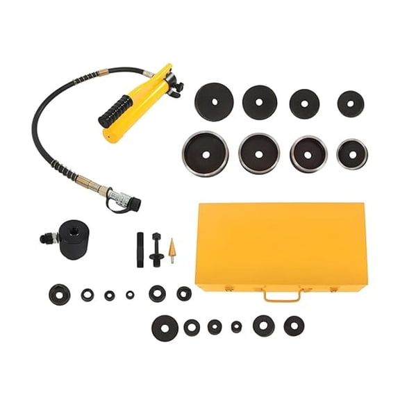 Hydraulic Knockout Punch Kit 1/2" to 4" 15-Ton Heavy Duty Punch Driver, Professional Hole Cutter Tool for Electrical Panels, Metal Framing