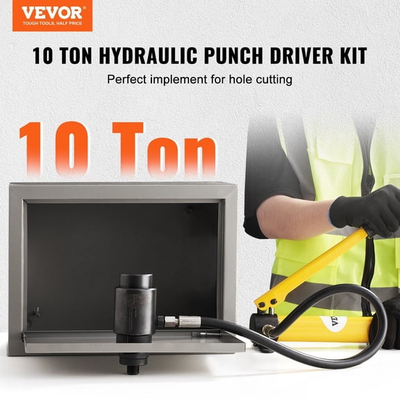 Hydraulic Knockout Punch Kit,10 Ton 1/2"to 2"Conduit Hole Cutter Set,KO Tool Kits with Puncher 6 Piece,Metal Sheet Driver Tools,For Aluminum,Stainless Steel,Brass,Fiberglass&Plastic