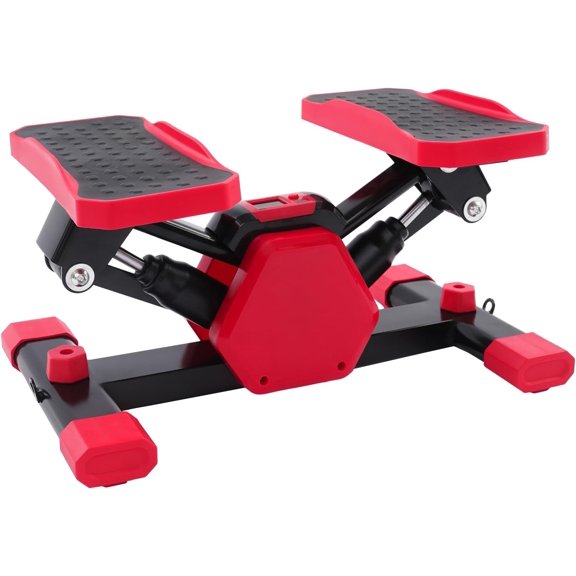Hydraulic Leg Exerciser, Portable Foot Pedal Exercise Machine Foldable Under Desk Stepper with Pull Rope for Leg Muscle Training, Leg Circulation & Home Office Use, Red