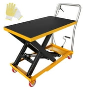 Hydraulic Lift Table Cart 1100 lbs Capacity, Manual Scissor Lift with Wheels