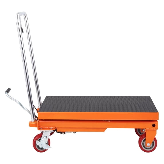 Hydraulic Lift Table Cart 1100lbs Capacity - 35.4" Lift Height - Manual Scissor Lift with Wheels