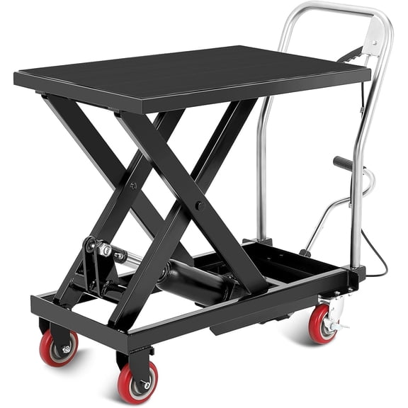 Hydraulic Lift Table Cart, 500lbs Capacity 28.5" Lifting Height Hydraulic Table Cart, Single Scissor Lift with Non-Slip Pad for Material Handling and Transportation, Black