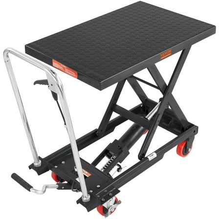 Hydraulic Lift Table Cart, 500lbs Capacity 28.5" Lifting Height, Manual Single Scissor Lift Table with 4 Wheels and Non-slip Pad, Hydraulic Scissor Cart for Material Handling