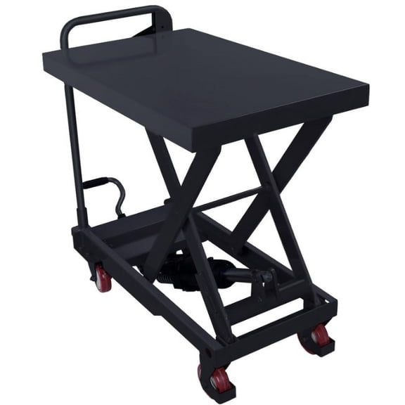Hydraulic Lift Table Cart, 500lbs Capacity 28.5" Lifting Height, Manual Single Scissor Lift Table with Locking Wheels and Non-Slip Pad, Hydraulic Scissor Cart for Material Handling and Transportation