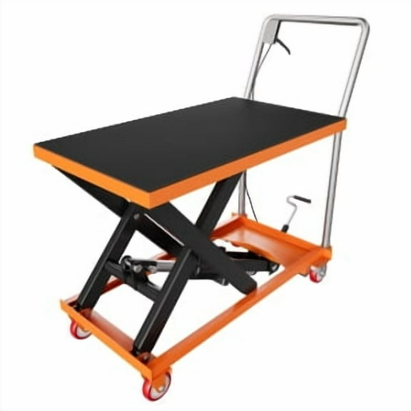 Hydraulic Lift Table Cart with Locking Wheels and Non-Slip Pad Single Scissor Lift with 500lbs Capacity 28.5" Lifting Height for Material Handling and Transportation