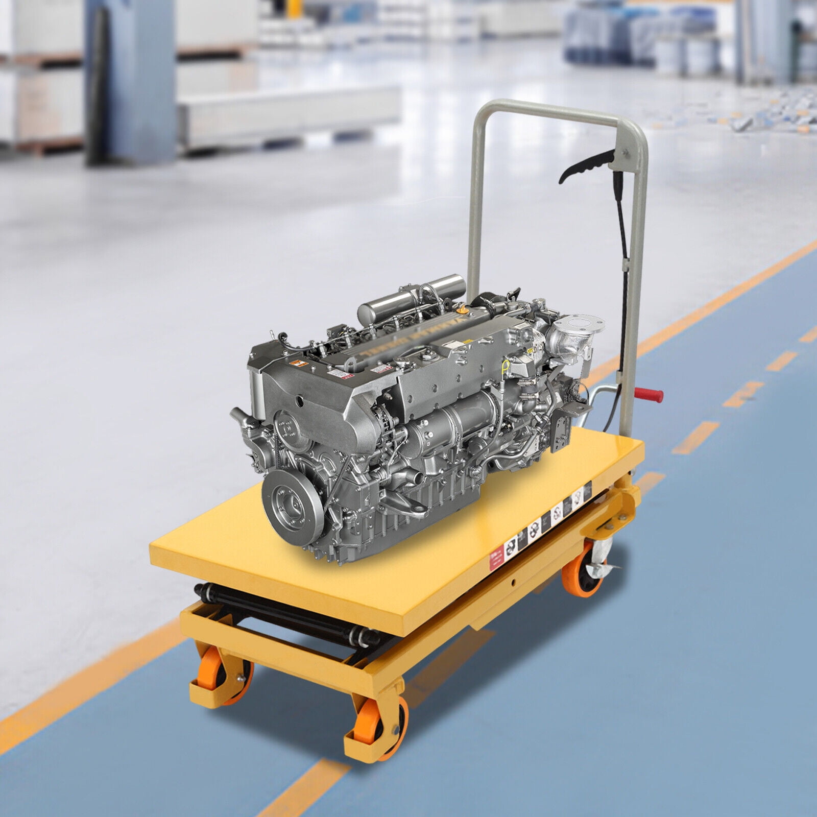 Hydraulic Lift with Locking Wheels for Material Handling and