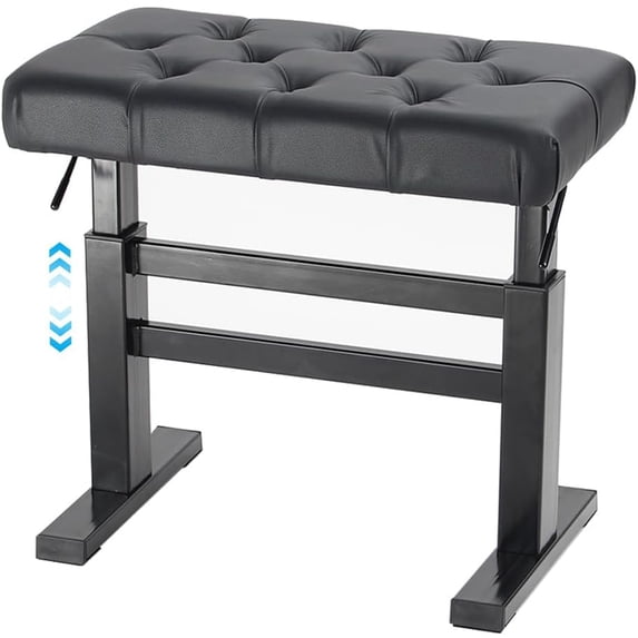 Hydraulic Lifting Keyboard Bench - Height Adjustable Piano Bench Heavy Duty Piano Stool with x PU Leather -Density Sponge &; Alloy Base Styles &; Colors ( Tufted)