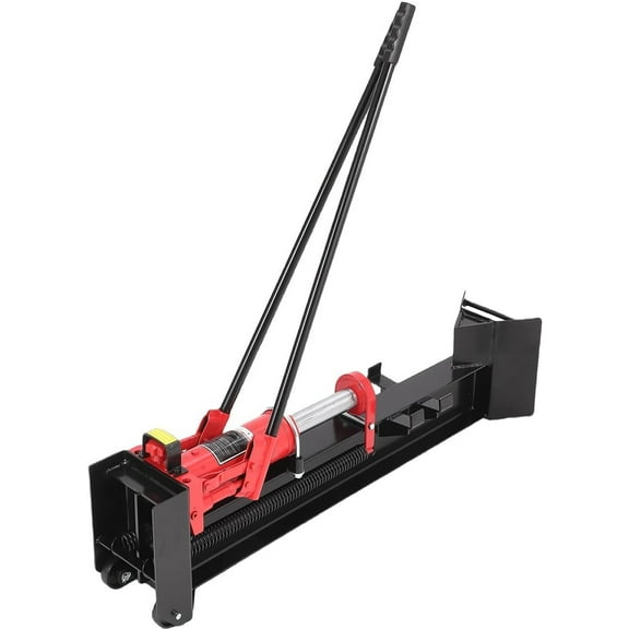 Hydraulic Log Splitter Wood Cutter, 12 Ton Capacity Manual Log Splitter with Horizontal Full Steel Beam, Spring-Loaded Return Knob & Built-in Wheel