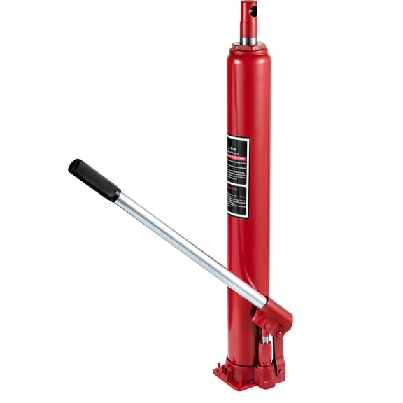 Hydraulic Long Ram Jack, 4 Tons/8818 lbs Capacity, with Single Piston Pump and Flat Base, Manual Cherry Picker w/Handle, for Garage/Shop Cranes, Engine Lift Hoist, Red