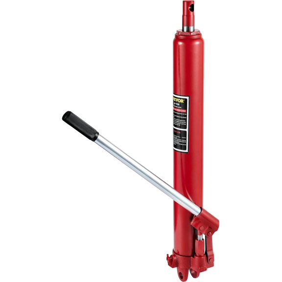 Hydraulic Long Ram Jack, 8 Tons/17363 lbs Capacity, with Single Piston Pump and Clevis Base, Manual Cherry Picker w/Handle, for Garage/Shop Cranes, Engine Lift Hoist, Red