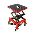 thumbnail image 1 of Hydraulic Motorcycle Lift Jack 350LBS, Foot Operated Scissor Lift Table for ATV Dirt Bike, Heavy-Duty Steel Stand with Safety Lock & Wheels, 13.78-34.25" Height Adjustable, Oil Drain Hole, 1 of 9