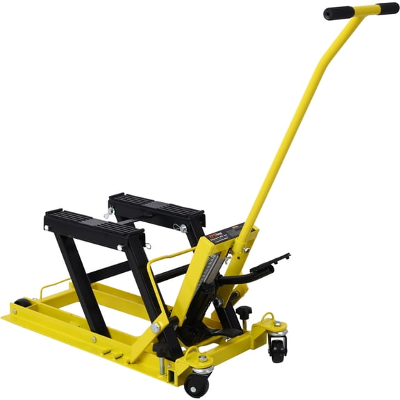 Hydraulic Motorcycle Lift Jack Foot Operated Motorcycle Lift Table with 4 Wheels 1500 LBS Capacity 4.5" - 15" Lifting Range