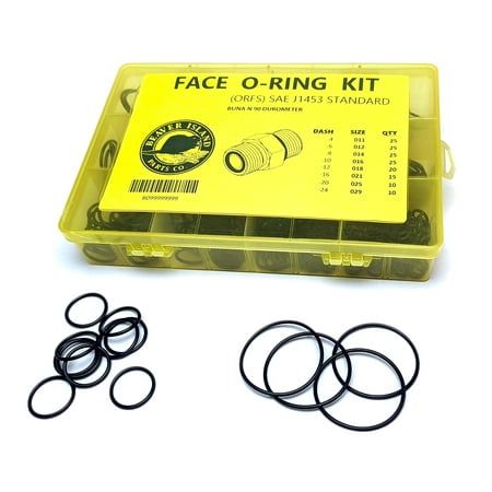 Hydraulic O-Ring Kit FACE ORFS Fittings 155 Pieces (8 Common Sizes) SAE Buna-N 90 Durometer
