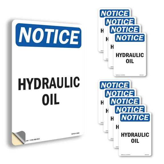 Hydraulic Oil OSHA Notice Vinyl Decal Label 14 Inch x 10 Inch - 10 Pack