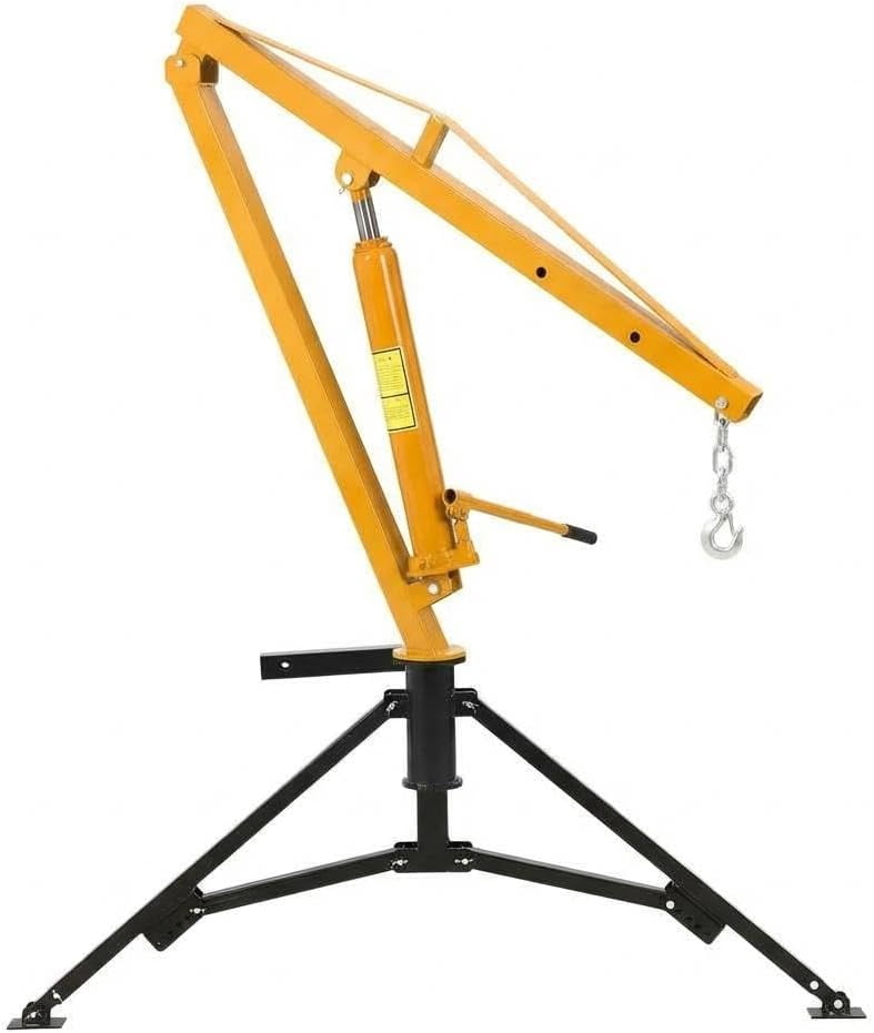 Hydraulic Pickup Truck Crane 1000 Lbs Capacity, 360°Swivel, Hitch Mounted Crane with 3 Adjustable Capacities of 500 Lbs, 750 Lbs and 1000 Lbs for Lifting Goods in Construction, Yellow