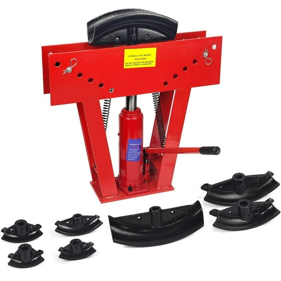 Hydraulic Pipe Bender 1/2 Inch 16 Ton Exhaust Tubing Bending Tool w/ 6 Die (1/2",3/4",1",1-1/4",1-1/12",2") Adjustable Rollers 180 Degree Bending