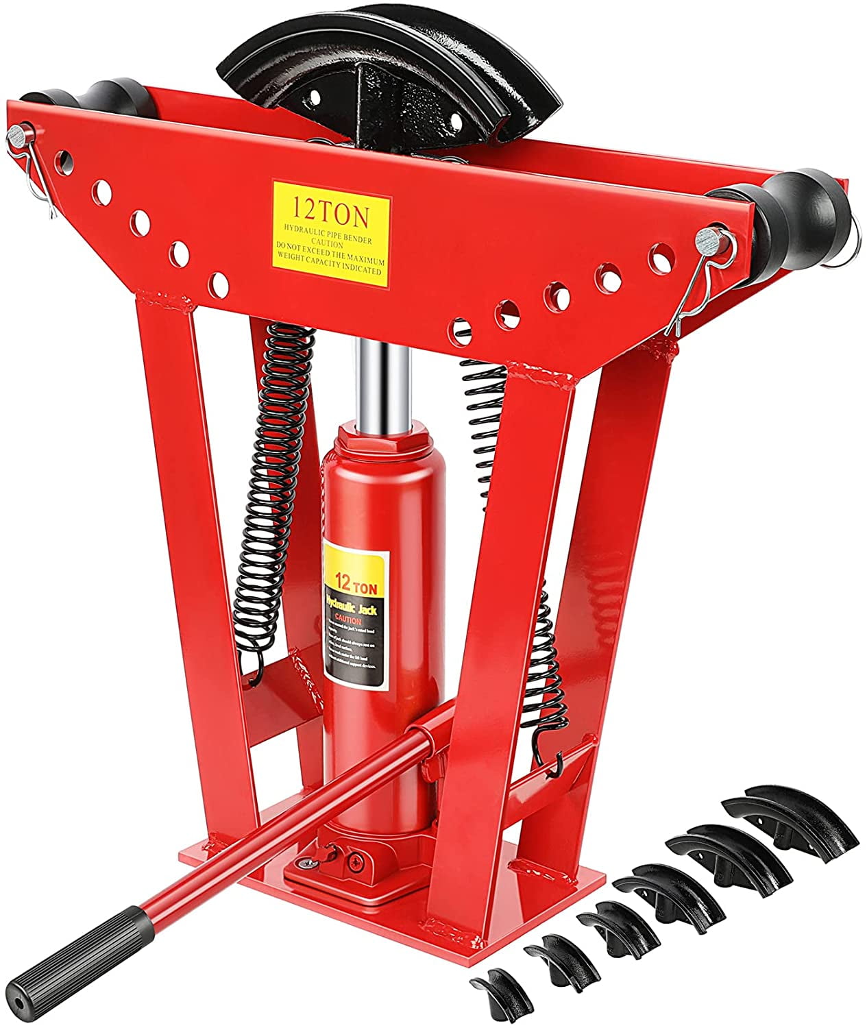 12 Ton Hydraulic Pipe Bender, Manual Tool with 6 Dies, Adjustable
