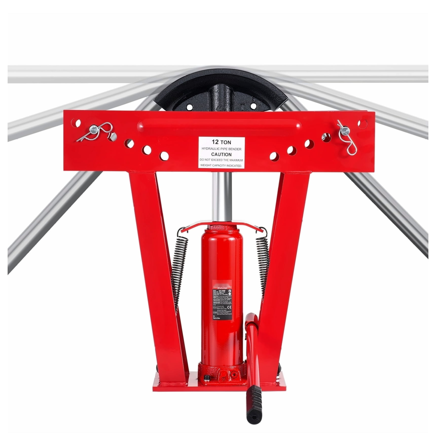 Hydraulic Pipe Bender 12 Ton - Manual Copper Tube Bending Tool with 6 Dies (1/2"-2"), 90-180 Adjustable, Heavy Duty for Construction