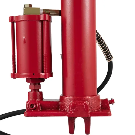 Hydraulic/Pneumatic Long Ram Jack, 8 Tons/17363 lbs Capacity, with Single Piston Pump and Clevis Base, Manual Cherry Picker with Handle, for Garage/Shop Cranes, Engine Lift Hoist, Red