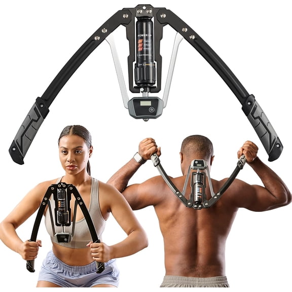 Hydraulic Power Chest Expander and Arm Twister Trainer Exerciser - Adjustable 22-440lb Resistance, Smart Rep Counter - Home Gym Workout Equipment for Upper Body Strength Training