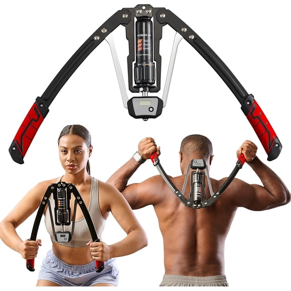 Hydraulic Power Chest Expander and Arm Twister Trainer Exerciser - Adjustable 22-440lb Resistance, Smart Rep Counter - Home Gym Workout Equipment for Upper Body Strength Training