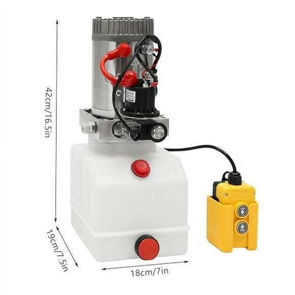 Hydraulic Power Unit 4.23 Quart Hydraulic Pump Single/Double Acting Hydraulic Power 12V, Hydraulic Pump Power Unit for Dump Trailer Car Lifting (Single)