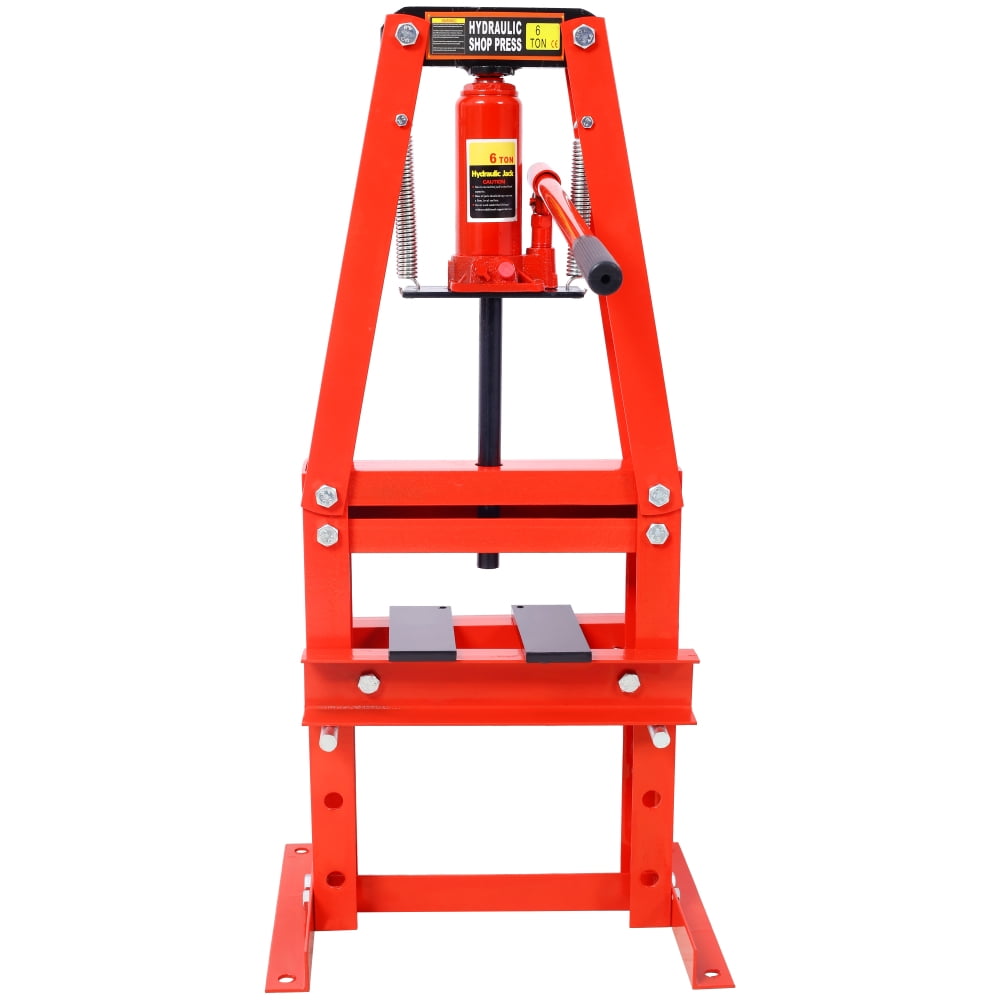 6-Ton Hydraulic Shop Press – Benchtop A-Frame Press With Plates, Manual, Red, For Garage & Workshop