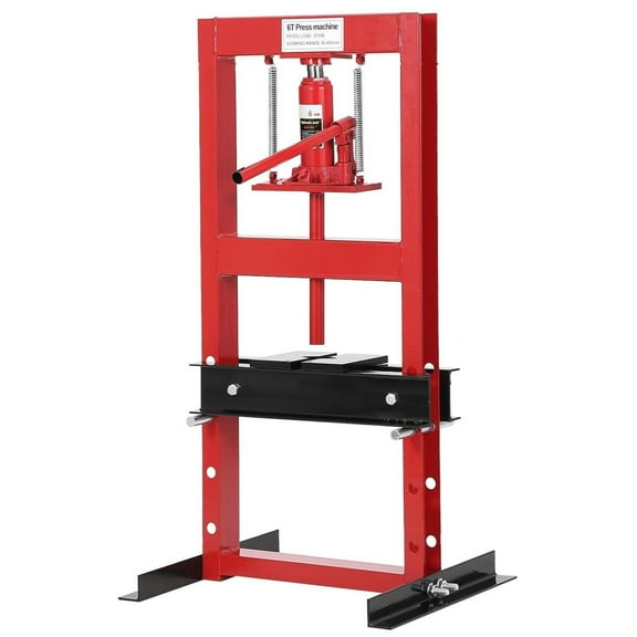 Hydraulic Press, 6-Ton Heavy Duty H-Frame Garage Floor Shop Press with Plates & Adjustable Table Height for Bending, Straightening, Installing Bearings & U-Joints