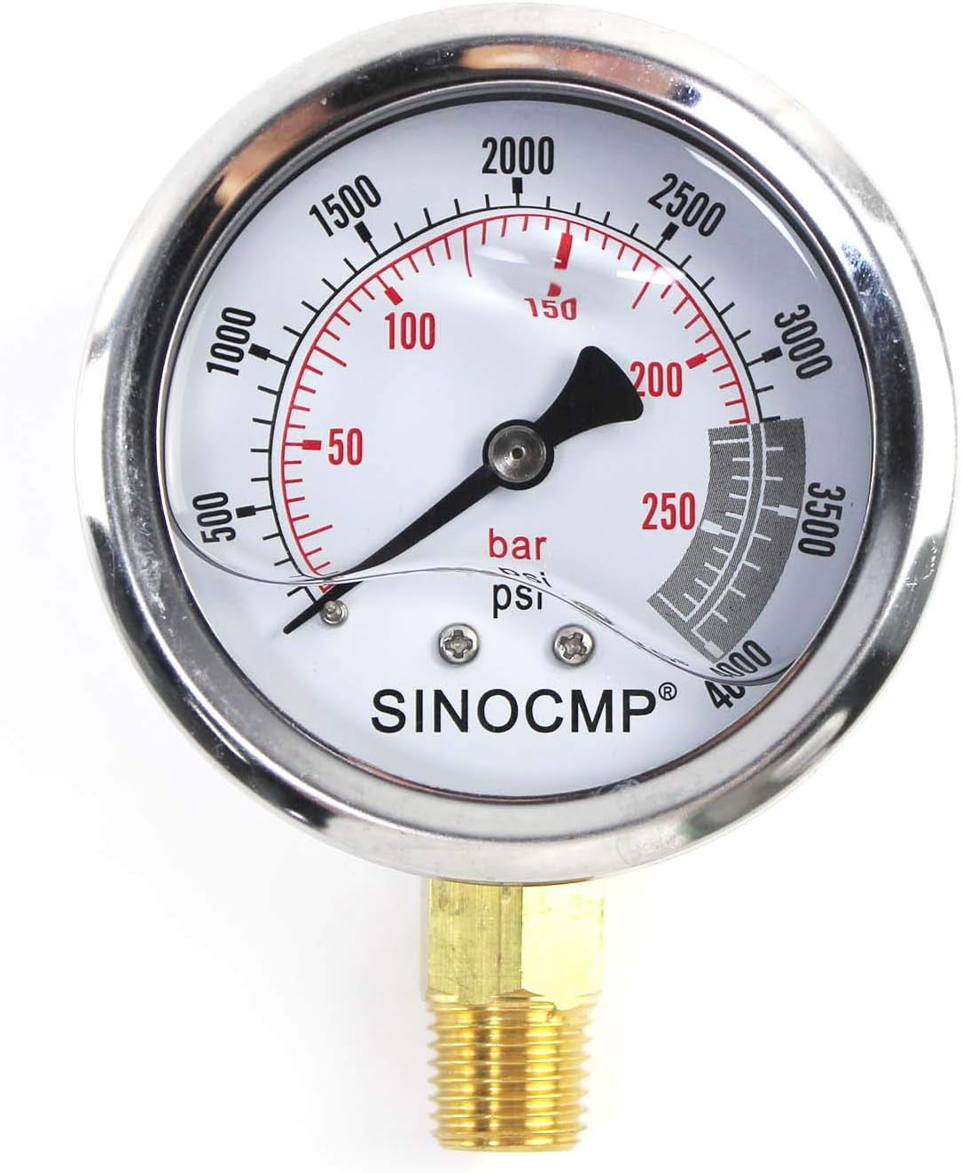 Hydraulic Pressure Gauge - SINOCMP 25Mpa/0-250Bar/0-4000PSI Economical ...