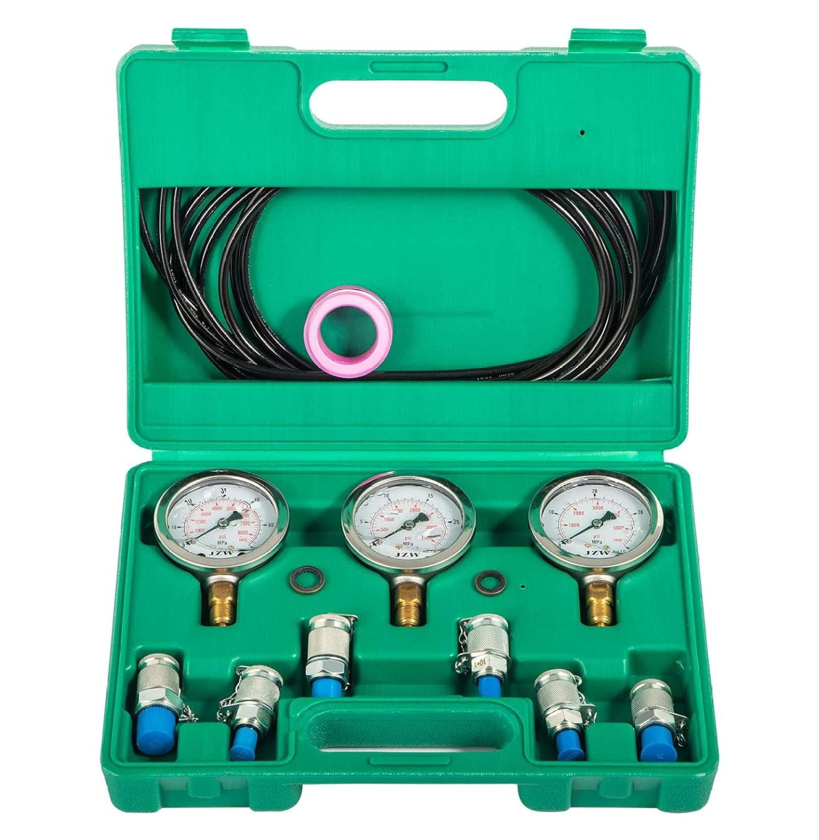 HARIPYER Kit Test Pressione Idraulica, 25/40/60MPa 3 Manometri, 6 Raccordi Di Prova 3 Tubi Di Prova Per Escavatori Macchine Edili Navi Miniera, Parti Di Escavatore Kit Manometro Idraulico - Foto 9