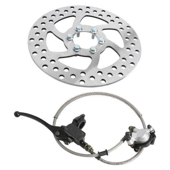 Hydraulic Rear Brake Caliper Cylinder with 170mm Disc Rotor Replacement Part for E-bike Scooter Dirt Bike Mini Moto Pocket Bike Offroad Motorcycle Go kart Quad ATV UTV Drift Trike Golf Cart Apollo