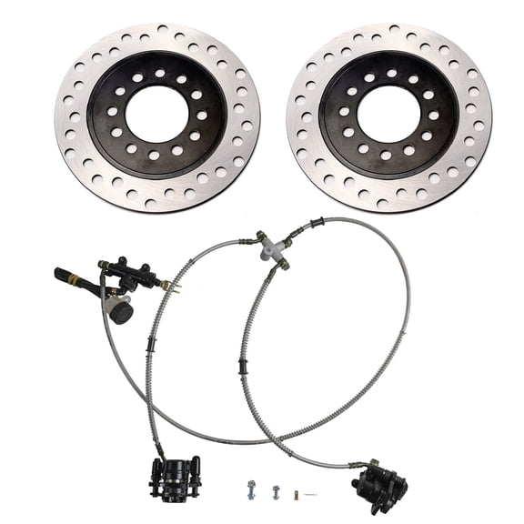 Hydraulic Rear Disc Brake Twin Calipers with Disc Brake Rotor for Trail Dirt Pit Bike Quad ATV UTV Buggy Moped Go Kart Golf Cart Drift Trike Four Wheeler Razor Taotao Polaris 125cc 150cc 200cc