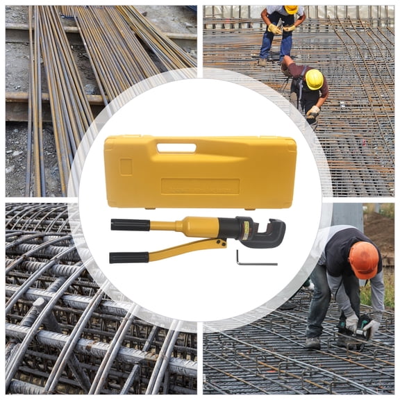 Hydraulic Rebar Cutter 8 Ton Portable Steel Bar Cutter 4-16mm (0.16"-0.63"), Heavy Duty Rebar Cutting Tool for Construction, Concrete, Scaffolding, 12 Chrome Hardened Blades with Portable Toolbox