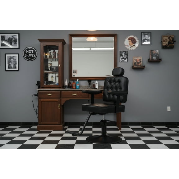 Hydraulic Reclining Barber Chair for Hair Stylist, 360° Swivel Salon Styling Chair with Removable Headrest, Height Adjustable PU Leather Barbershop Chair, Black