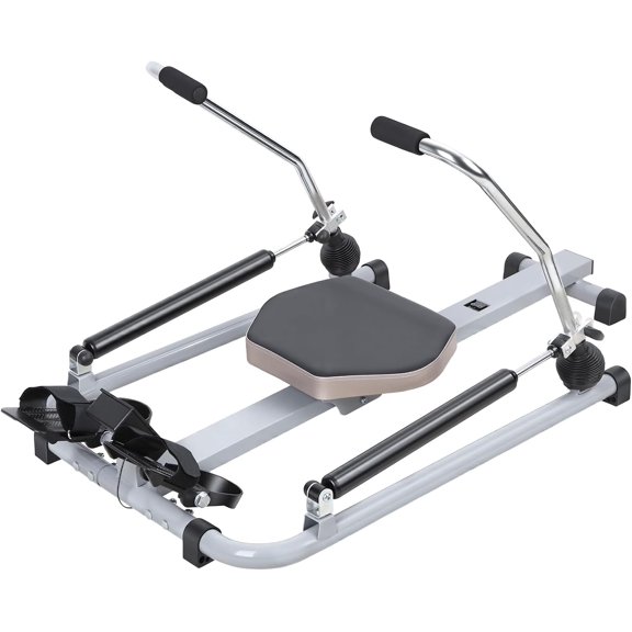 Hydraulic Rowing Machine with LCD Monitor, Adjustable Resistance (110 lbs), 265 lbs Capacity, Textured Footrests, Full Body Workout for Home Gym