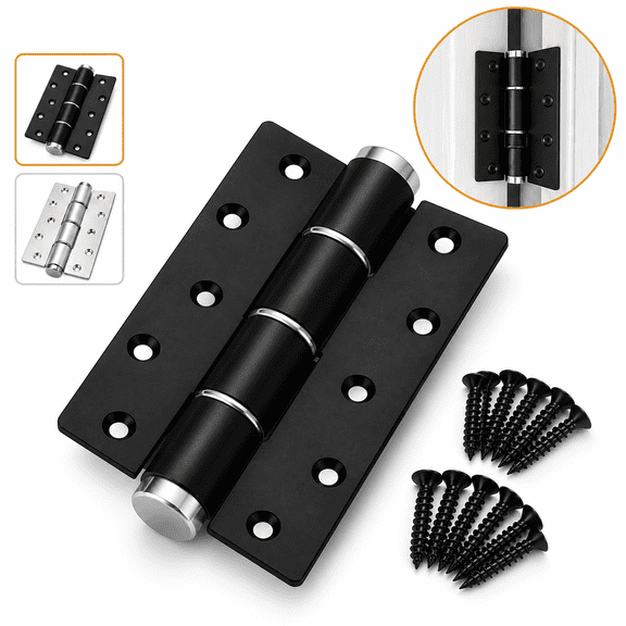 Hydraulic Self-Closing Door Hinge, 5 Inch Aluminum Alloy Spring Hinge with 90 Degree Hold Open, Includes Mounting Screws