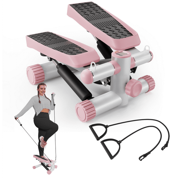 Hydraulic Stair Stepper - 330LBS Capacity with Resistance Bands and LCD Monitor