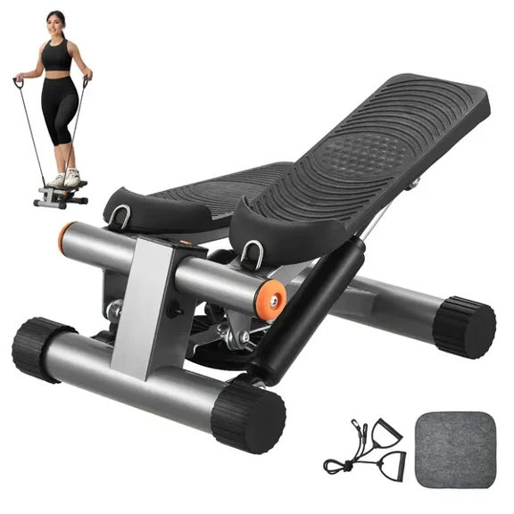 Hydraulic Stair Stepper with Resistance Bands LCD Monitor 330LBS Capacity Full Body Cardio Workout Equipment for Home Exercise