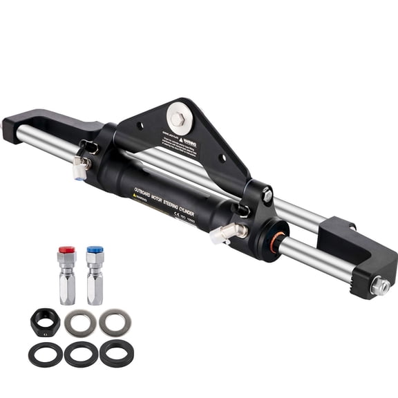 Hydraulic Steering Cylinder 300HP, Hydraulic Steering Front Mount Hydraulic Outboard Marine Steering Kit Without Hydraulic Hose and Helm for Outboards Boat Steering System