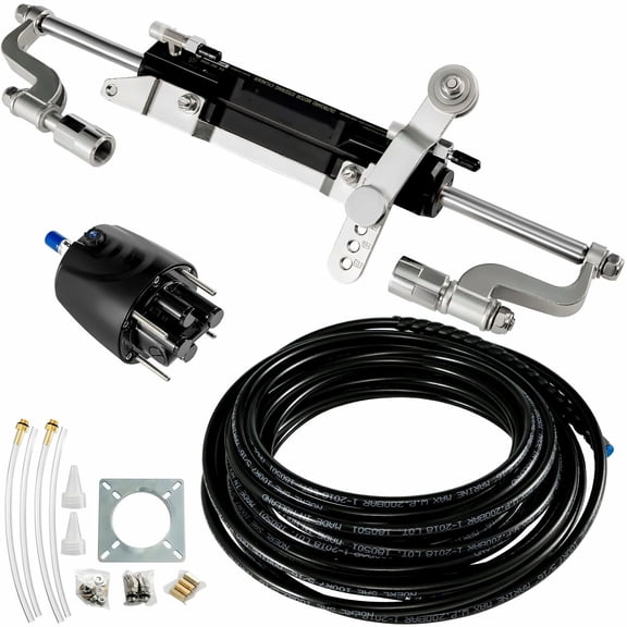 Hydraulic Steering Kit 300HP Outboard Marine Boat Steering System - HK4200A-3 with Compact Cylinder & Low Friction Helm - 20ft Hoses