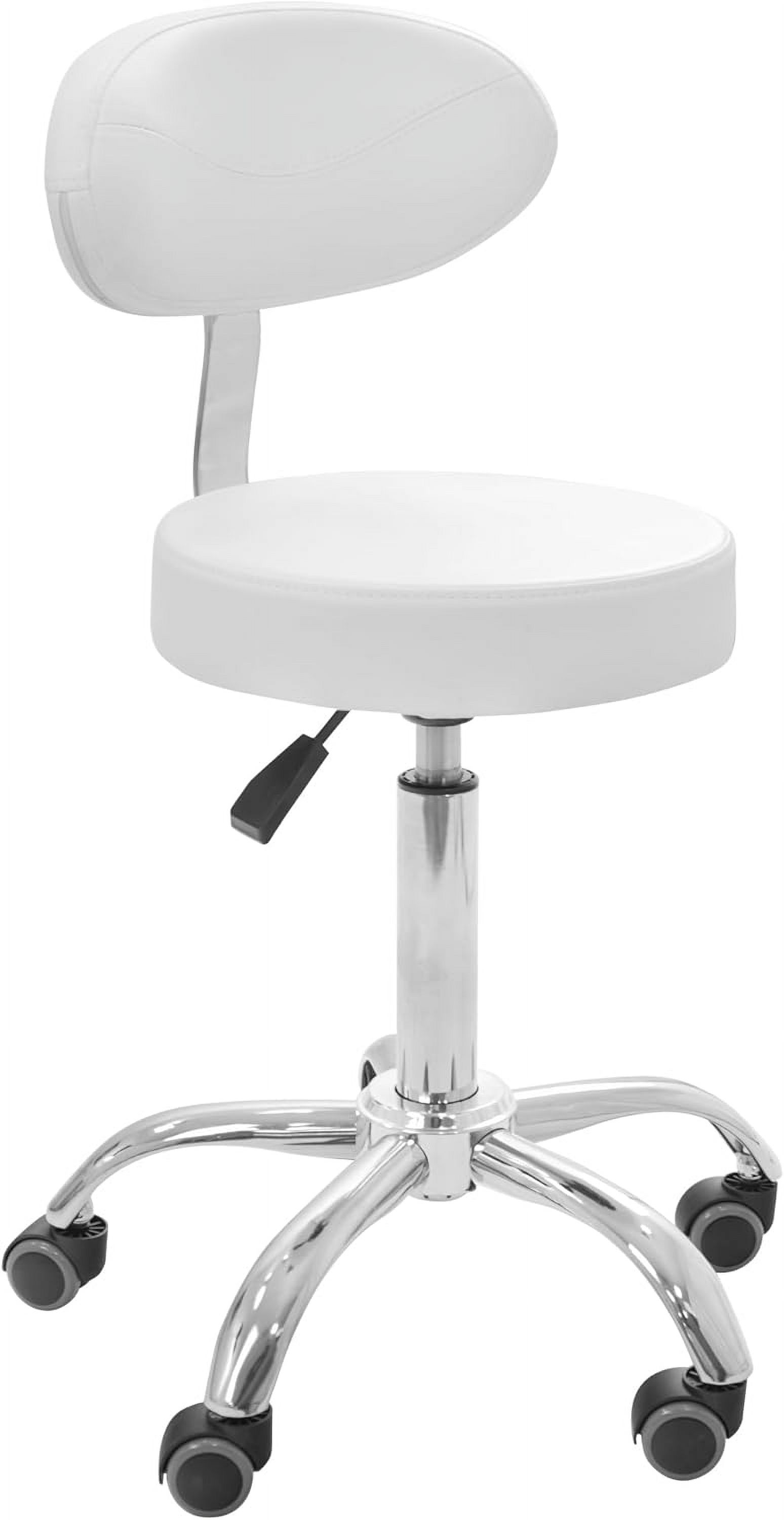 Hydraulic Stool with Backrest, Hardwood Safe, White