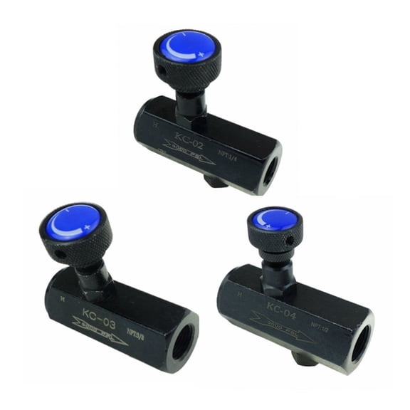 Hydraulic Throttle Valve Check Valve Flow Control Valve 1/4" 3/8" 1/2" NPT BSPT 3000PSI Steel ,Easy to Install