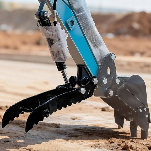 Hydraulic Thumb Clip for Mini Excavators, Manganese Steel Single Hole Excavator Clip, Mini Excavator Hydraulic Thumb Kit, Small Digger Attachments with 2*M14 Hoses and Screws for Small Diggers
