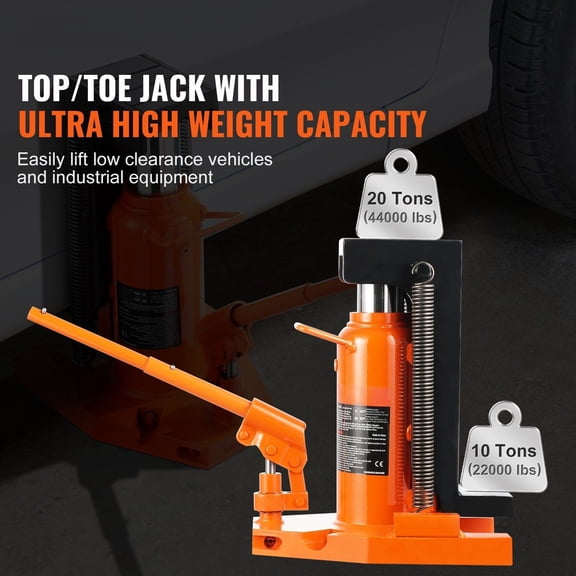 Hydraulic Toe Jack,10 Ton On Toe Toe Jack Lift,20 Ton On Top Lift Capacity Machine Jack,1.2-7.5 in Toe Height,12.6-18.9 in Top Height,Air Hydraulic Claw Jack for Machinery,Industry