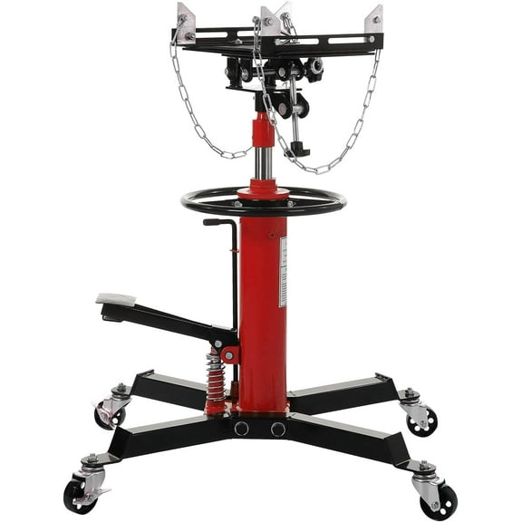 Hydraulic Transmission Jack, 1100 Lbs (1/2 Ton) Capacity, Telescopic Lift from 33.8" to 72.8", 360° Swivel Wheels, Foot Pedal, 2-Stage Adjustable for Garage Use