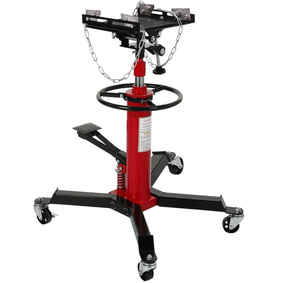 Hydraulic Transmission Jack - 1100 lbs, 2-Stage Telescoping Lift, 33.8"-72.8" High, Foot Pedal & 360° Swivel Wheels, Smooth Mobility, User-Friendly, Red/Blue for Car Lift & Garage