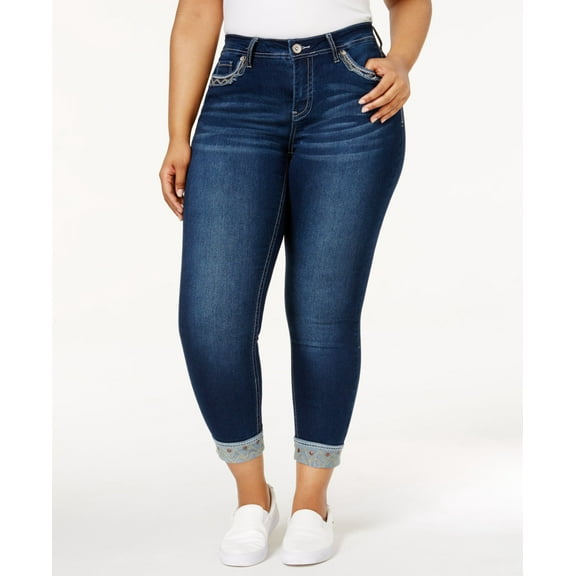 Hydraulic Trendy Emma Embroidered Samoa Wash Skinny Jeans Womens 24W Blue $97