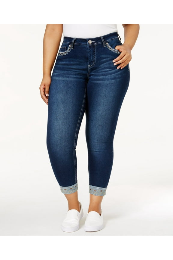 Trendy Emma Embroidered Samoa Wash Skinny Jeans Womens 24W Blue $97