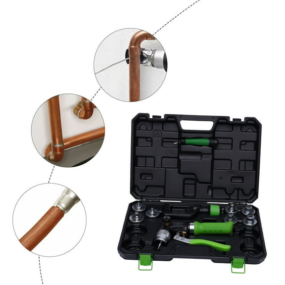 Hydraulic Tube Expander Compact Swaging Tool Kit with Tube Cutter, Deburring Tool and 7 Expander Heads for 3/8 to 1-1/8 Inches Copper Pipes